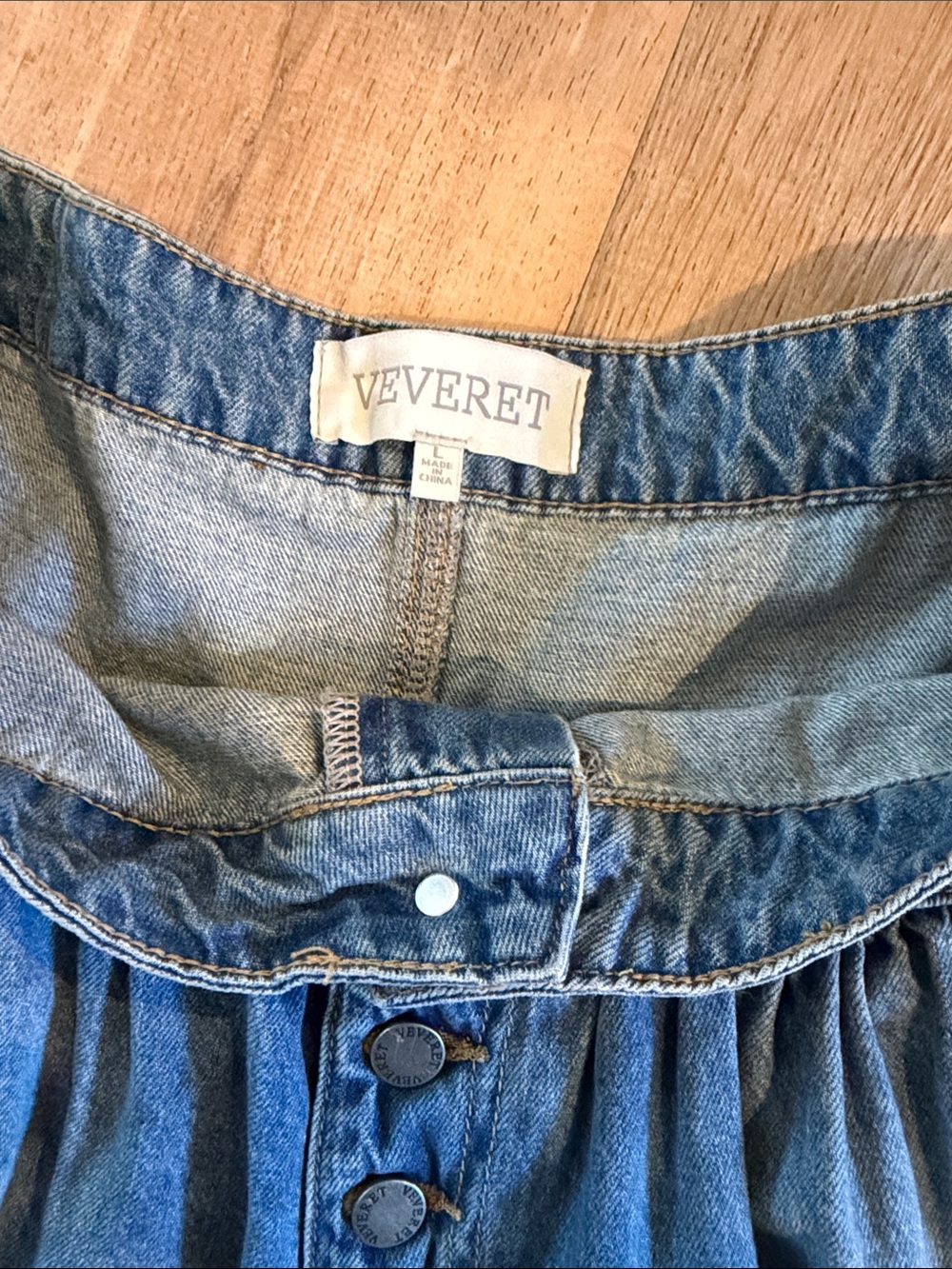 Veveret Tiered Twirl Denim Maxi Skirt - Picture 2 of 5